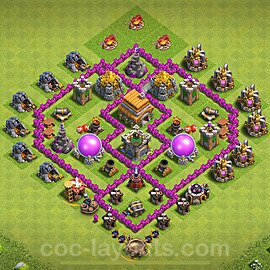 Base plan TH6 (design / layout) with Link, Anti 2 Stars, Anti Everything for Farming 2024, #159