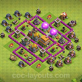 Base plan TH6 (design / layout) with Link, Anti 2 Stars, Anti Everything for Farming 2024, #161