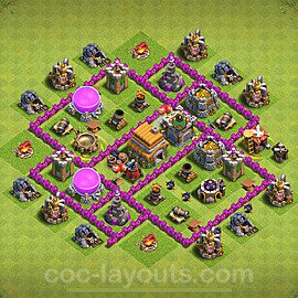 Base plan TH6 (design / layout) with Link, Anti 3 Stars for Farming 2024, #162