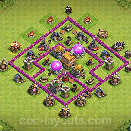 Base plan TH6 (design / layout) with Link, Anti 2 Stars, Anti Everything for Farming 2024, #163