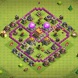 Municipio livello 6 Base + Link, Anti 3 stelle - Miglior Disposizione villaggio per Farming COC 2025 TH6 - #171