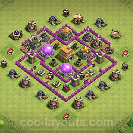 Base plan TH6 Max Levels with Link, Hybrid for Farming 2022, #65