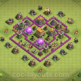 Base plan TH6 Max Levels with Link, Hybrid for Farming, #65