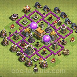 Base plan TH6 (design / layout) with Link, Anti 3 Stars, Anti Everything for Farming, #66