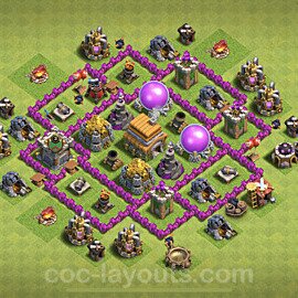 Base plan TH6 (design / layout) with Link, Anti Everything, Hybrid for Farming, #67