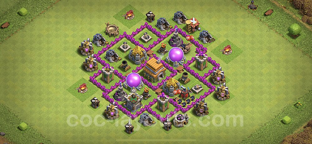 Base plan TH6 (design / layout) with Link, Anti 3 Stars, Anti Everything for Farming, #135
