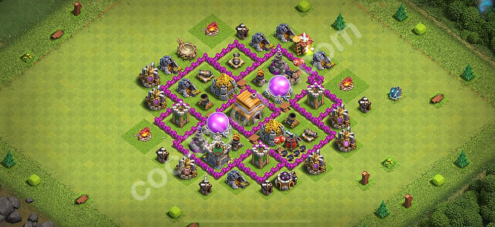 Gute Base für Farm RH6 + Link, Anti 3 Sterne, Anti Alles 2025 - COC Rathaus 6 - #135