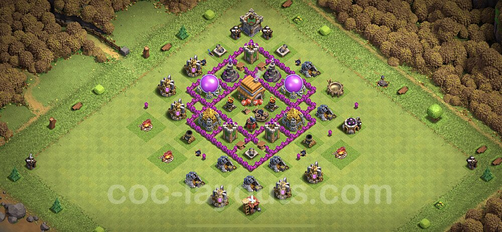 Base plan TH6 Max Levels with Link, Hybrid, Anti Everything for Farming 2021, #142
