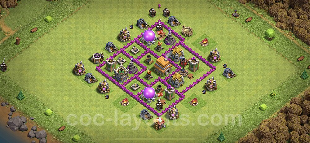 Base plan TH6 (design / layout) with Link, Anti Everything, Hybrid for Farming 2021, #147