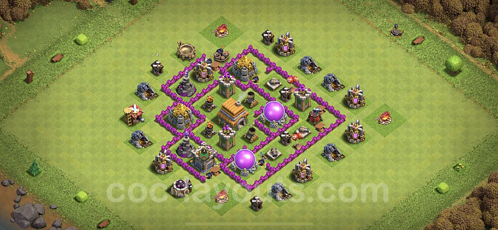 Base plan TH6 (design / layout) with Link, Anti 3 Stars, Hybrid for Farming 2021, #149