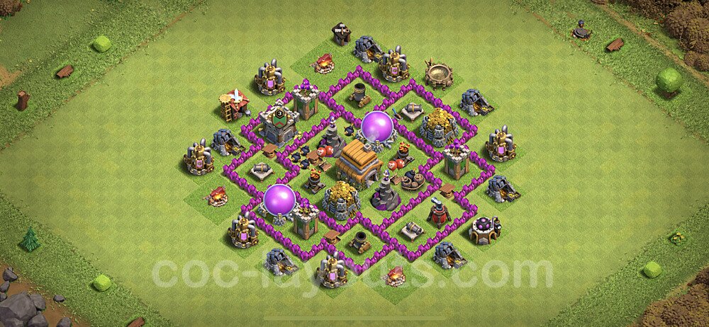 Base plan TH6 (design / layout) with Link, Anti 3 Stars, Hybrid for Farming 2023, #150