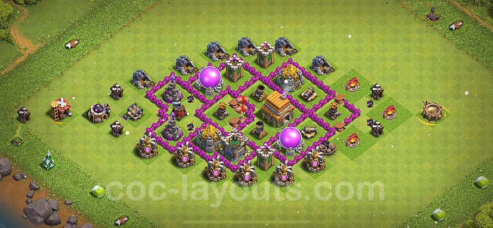 Base plan TH6 (design / layout) with Link, Anti Everything, Hybrid for Farming 2022, #152