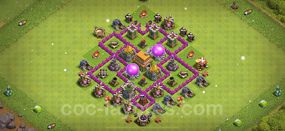 Base plan TH6 Max Levels with Link, Hybrid for Farming 2022, #154