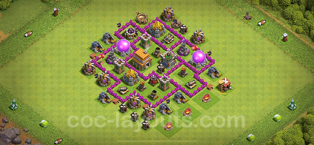 Base plan TH6 Max Levels with Link, Anti Everything for Farming 2024, #160