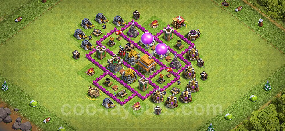 Base plan TH6 (design / layout) with Link, Anti 2 Stars, Anti Everything for Farming 2024, #161