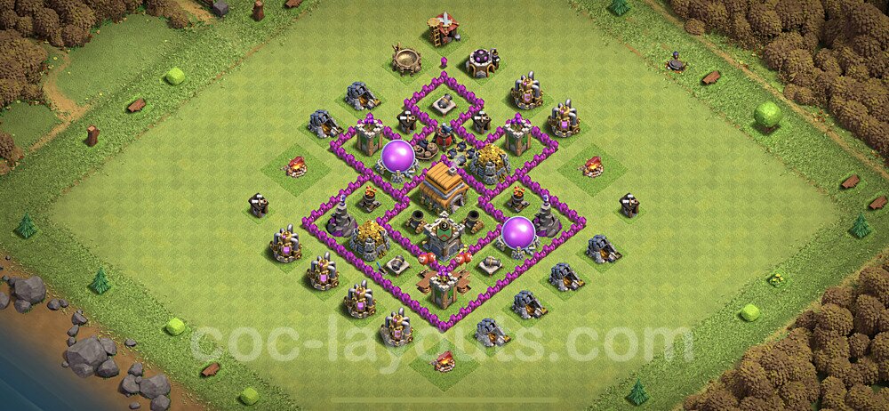 Base plan TH6 (design / layout) with Link, Hybrid for Farming, #69