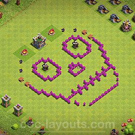 TH6 Funny Troll Base Plan with Link, Copy Town Hall 6 Art Design 2024, #12