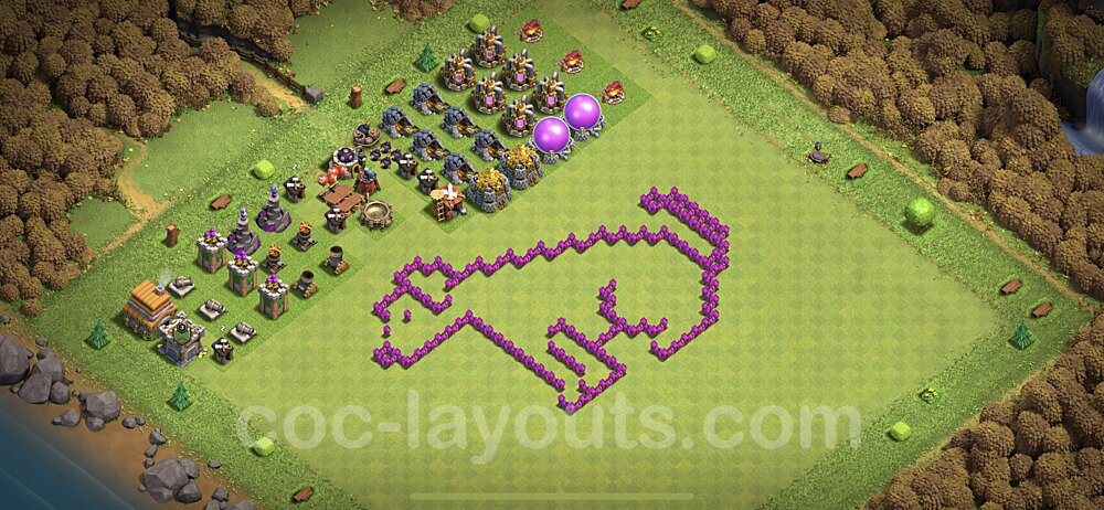 TH6 Funny Troll Base Plan with Link, Copy Town Hall 6 Art Design 2021, #1
