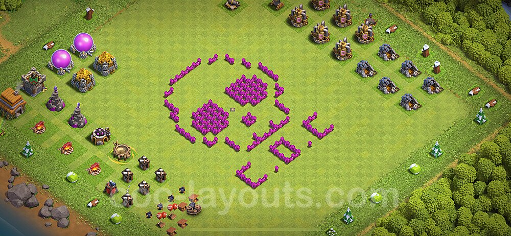 TH6 Funny Troll Base Plan with Link, Copy Town Hall 6 Art Design 2024, #15