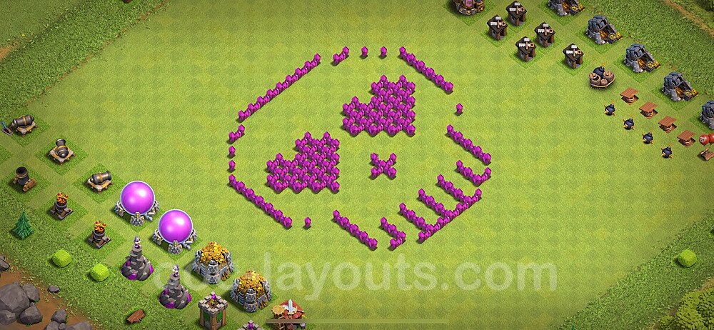 TH6 Funny Troll Base Plan with Link, Copy Town Hall 6 Art Design 2024, #16