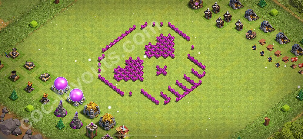 Ustawienie baza Troll Funny TH6 z linkiem - Ratusz poziom 6 - COC 2026 - #16