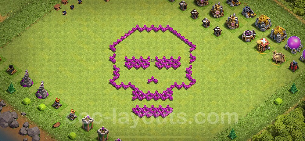 TH6 Funny Troll Base Plan with Link, Copy Town Hall 6 Art Design 2024, #17