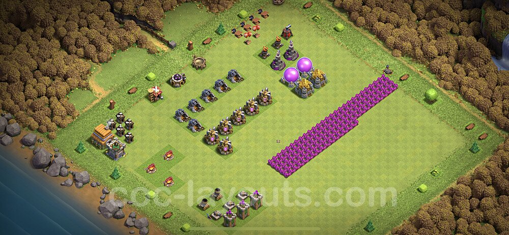 TH6 Funny Troll Base Plan with Link, Copy Town Hall 6 Art Design 2021, #3