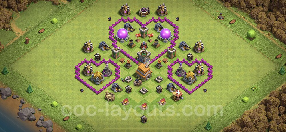 TH6 Funny Troll Base Plan with Link, Copy Town Hall 6 Art Design 2021, #4