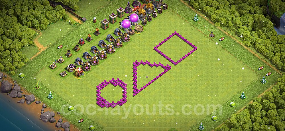 TH6 Funny Troll Base Plan with Link, Copy Town Hall 6 Art Design 2022, #5