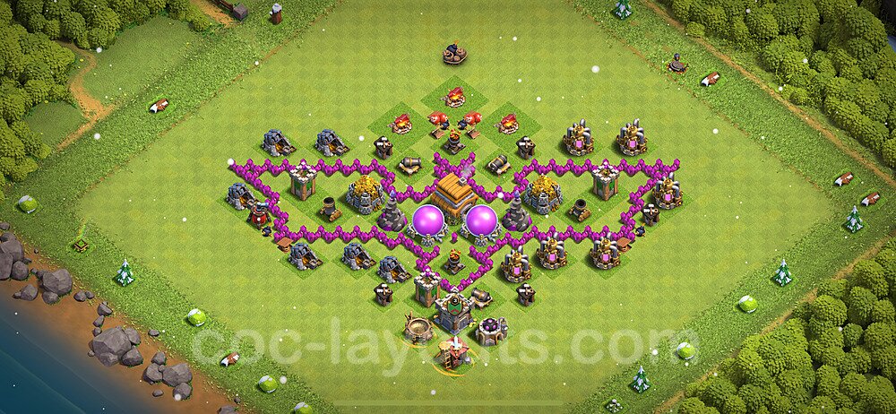 TH6 Funny Troll Base Plan with Link, Copy Town Hall 6 Art Design 2024, #6