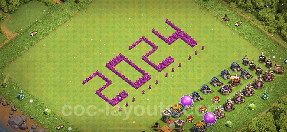 TH6 Funny Troll Base Plan with Link, Copy Town Hall 6 Art Design 2023, #7