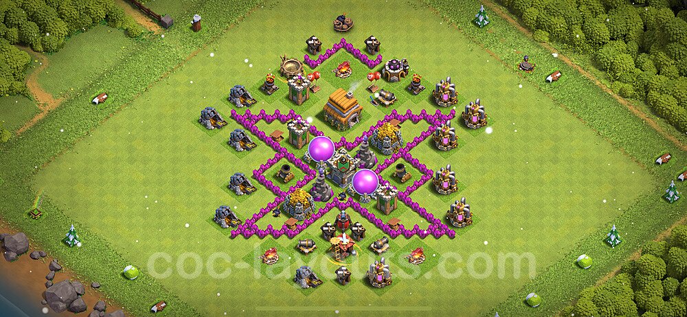 TH6 Funny Troll Base Plan with Link, Copy Town Hall 6 Art Design 2022, #8