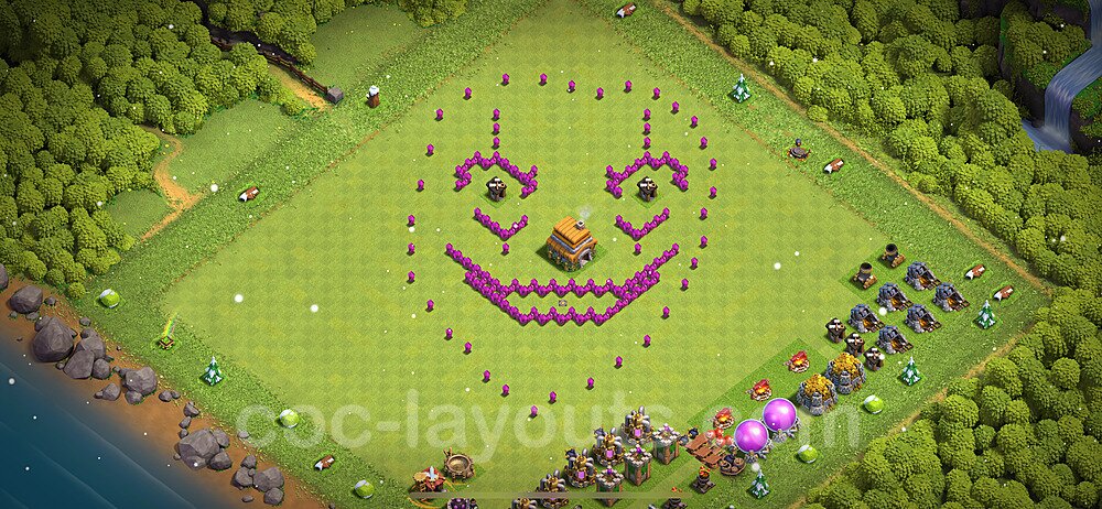 TH6 Funny Troll Base Plan with Link, Copy Town Hall 6 Art Design 2023, #9