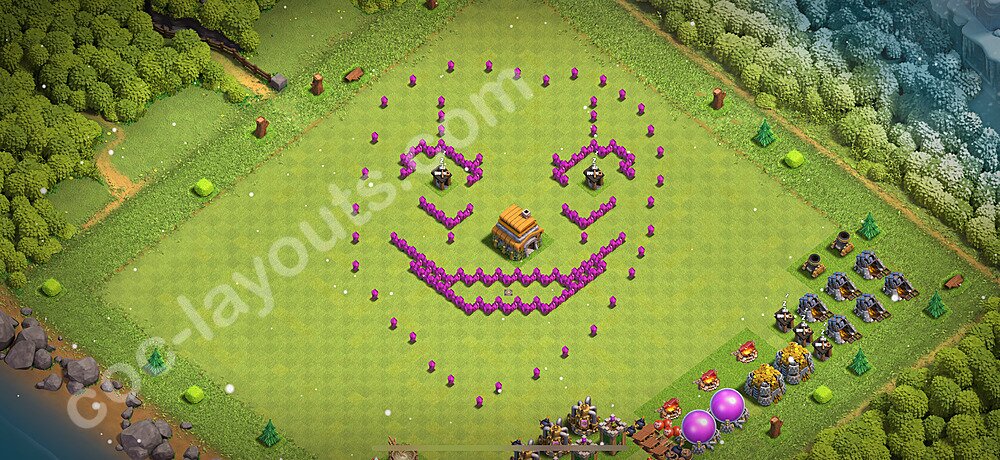 TH6 Funny Troll Base Plan with Link, Copy Town Hall 6 Art Design 2025, #9