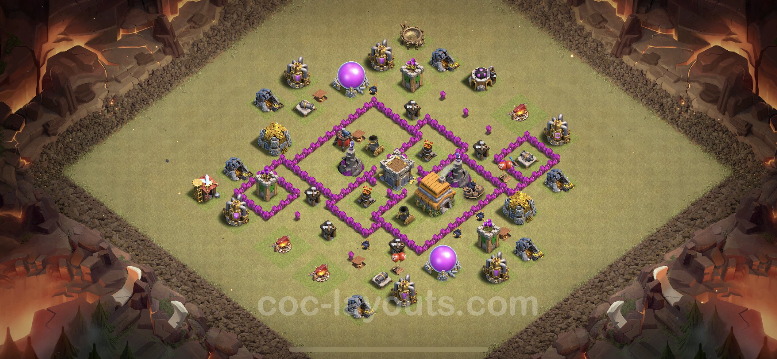 Top War Base TH6 with Link, Anti Everything - CWL Defence Plan - Clash of C...