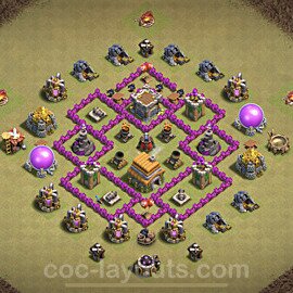 TH6 Max Levels CWL War Base Plan with Link, Anti Air, Copy Town Hall 6 Design, #2