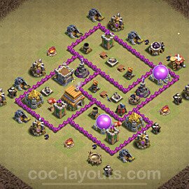 TH6 War Base Plan with Link, Anti Everything, Hybrid, Copy Town Hall 6 CWL Design, #20