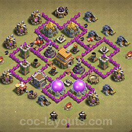 TH6 War Base Plan with Link, Anti 3 Stars, Hybrid, Copy Town Hall 6 CWL Design, #21