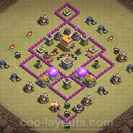 TH6 Anti 3 Stars CWL War Base Plan with Link, Anti Air, Copy Town Hall 6 Design, #23