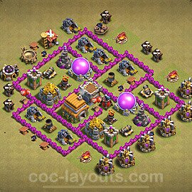 Die Anti 2 Sterne Clan War Base RH6 + Link, Hybrid 2024 - COC Rathaus Level 6 Kriegsbase (CK / CW) - #53