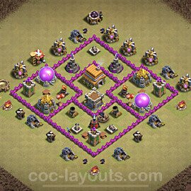 TH6 War Base Plan with Link, Anti Air, Hybrid, Copy Town Hall 6 CWL Design, #6