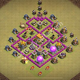 TH6 Anti 2 Stars CWL War Base Plan with Link, Anti Air, Copy Town Hall 6 Design 2025, #61