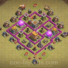 TH6 Anti 2 Stars CWL War Base Plan with Link, Anti Everything, Copy Town Hall 6 Design 2024, #65