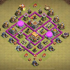 TH6 Anti 2 Stars CWL War Base Plan with Link, Anti Everything, Copy Town Hall 6 Design 2025, #65