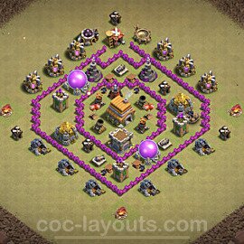 TH6 Anti 2 Stars CWL War Base Plan with Link, Hybrid, Copy Town Hall 6 Design, #7