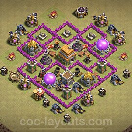 Diseño de aldea para Guerra al Maximo Ayuntamiento 6 Copiar, Anti Todo, Híbrido - Full COC TH6 Perfecta Distribucion + Enlace - #8