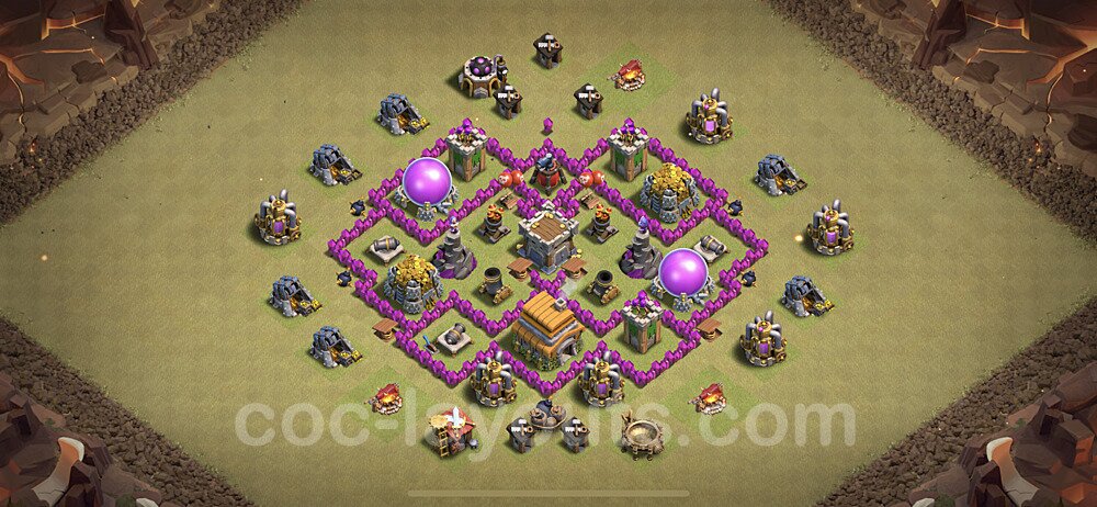 TH6 Max Levels CWL War Base Plan with Link, Anti Air, Hybrid, Copy Town Hall 6 Design, #22
