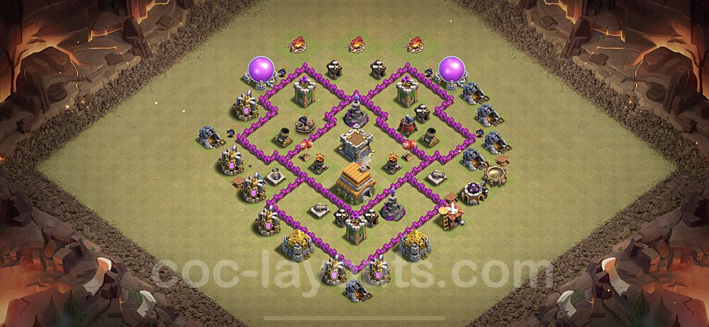 TH6 Max Levels CWL War Base Plan with Link, Anti Everything, Copy Town Hall 6 Design 2021, #25