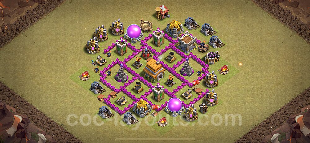 Die Anti 3 Sterne Clan War Base RH6 + Link 2024 - COC Rathaus Level 6 Kriegsbase (CK / CW) - #42