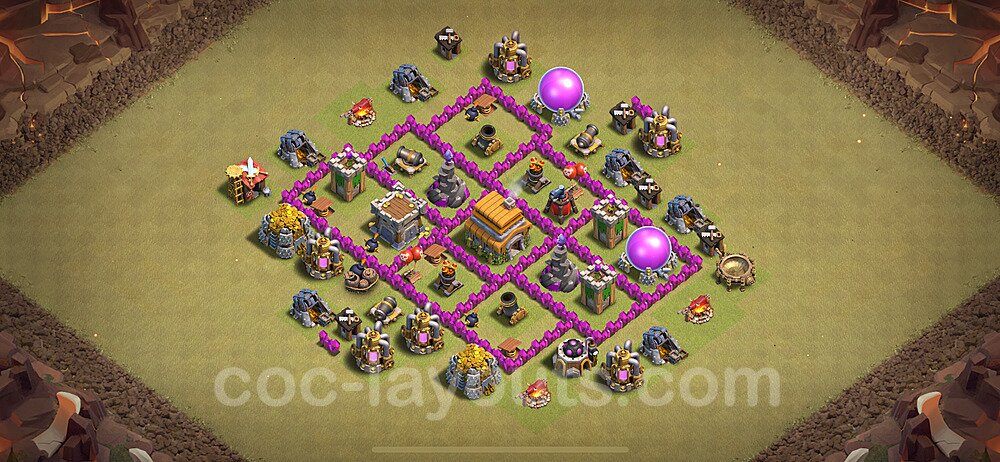 Die Anti 3 Sterne Clan War Base RH6 + Link 2024 - COC Rathaus Level 6 Kriegsbase (CK / CW) - #45